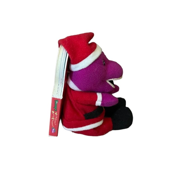 Vintage 1999 Barney as Santa Claus with We Wish You A Merry Christmas Board Book - Picture 5 of 13